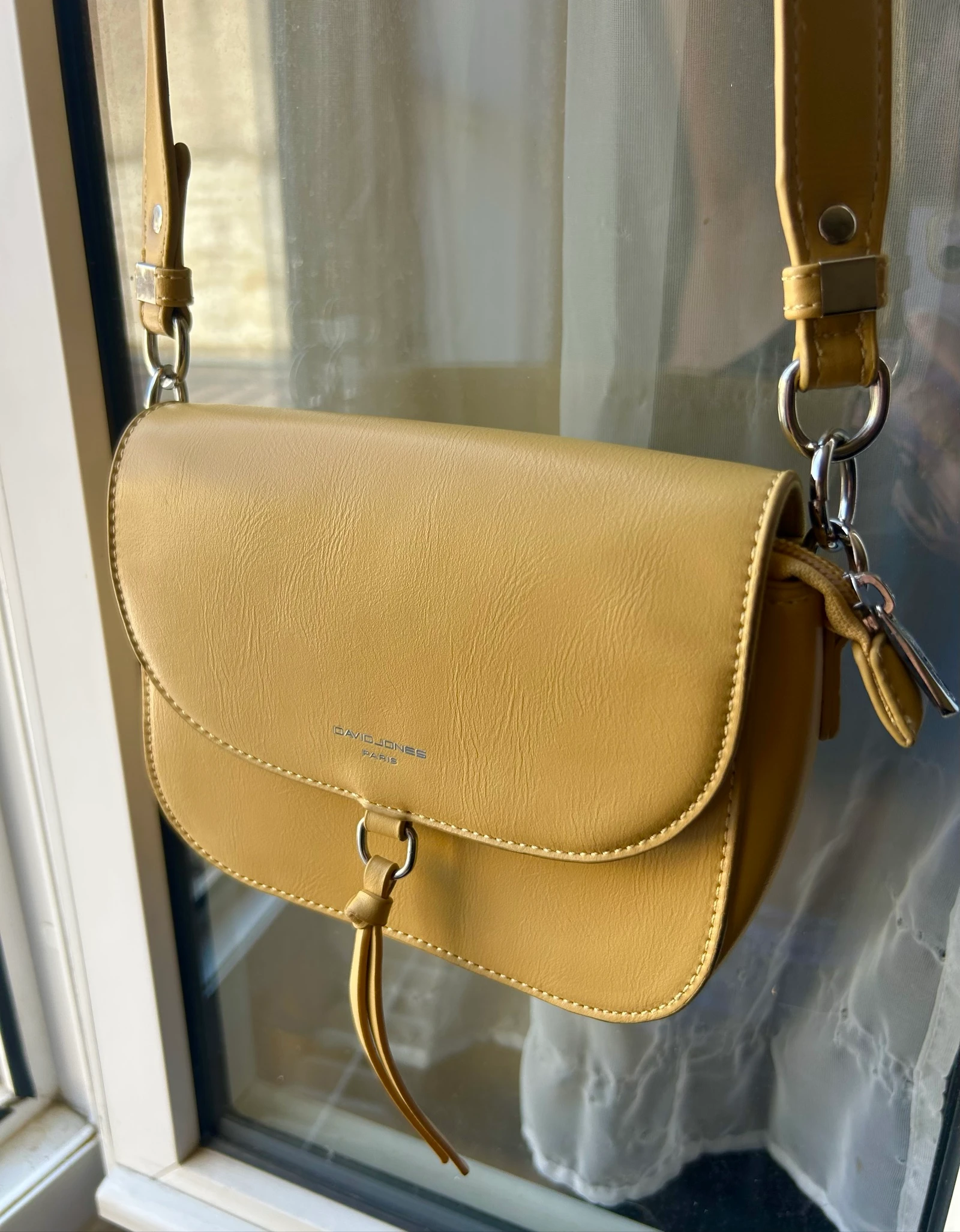 Bolsa transversal David Jones mostarda chique verão – photo 4